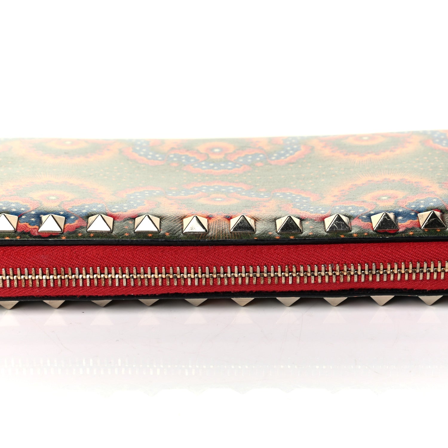 Valentino Garavani Canvas Enchanted Wonderland Rockstud Zip Around Wallet Rosso 6 of 6