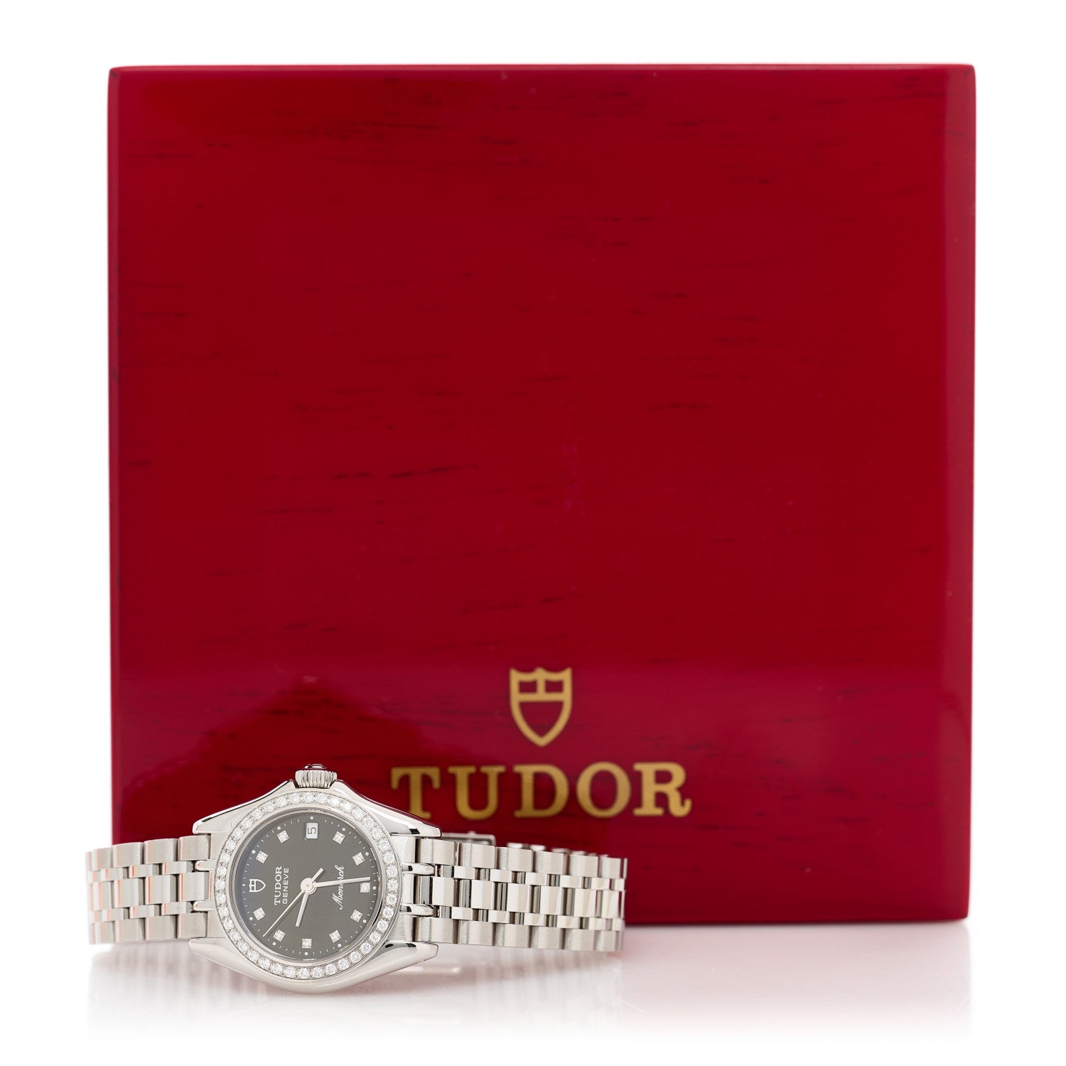 TUDOR Stainless Steel Diamond Bezel 26mm Monarch Date Automatic Watch Black 15810 2 of 5