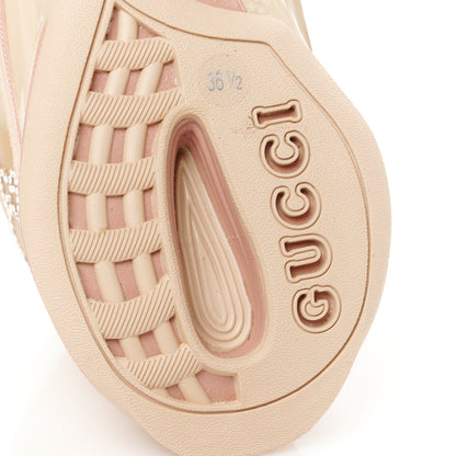 Gucci Tela Retino Mesh Crystal Suede GG Monogram Womens Gucci Run Sneakers 36.5 Light Powder Skin Rose Silver 6 of 10