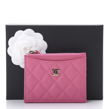 Chanel Caviar Quilted CC Zip Card Holder Pink 10 of 10