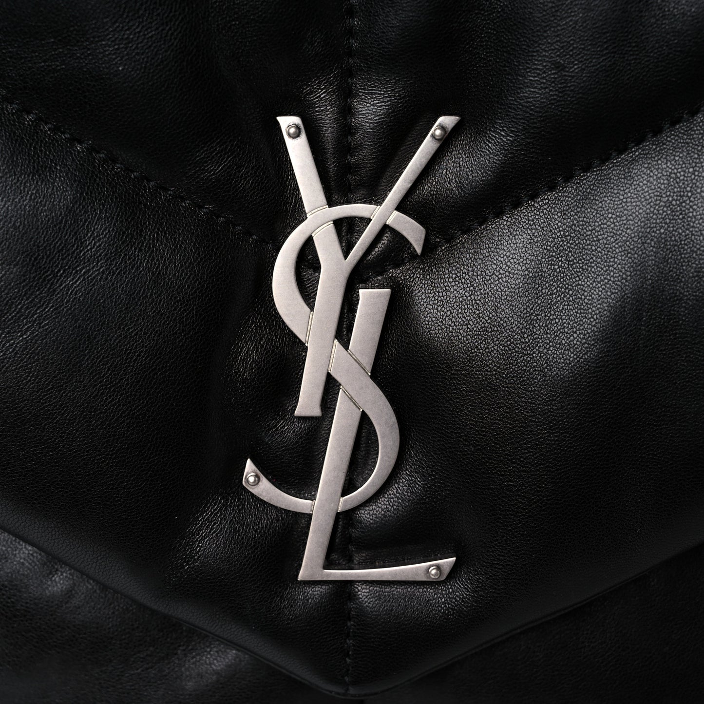 Lambskin Quilted Medium Loulou Puffer Monogram Chain Satchel Black