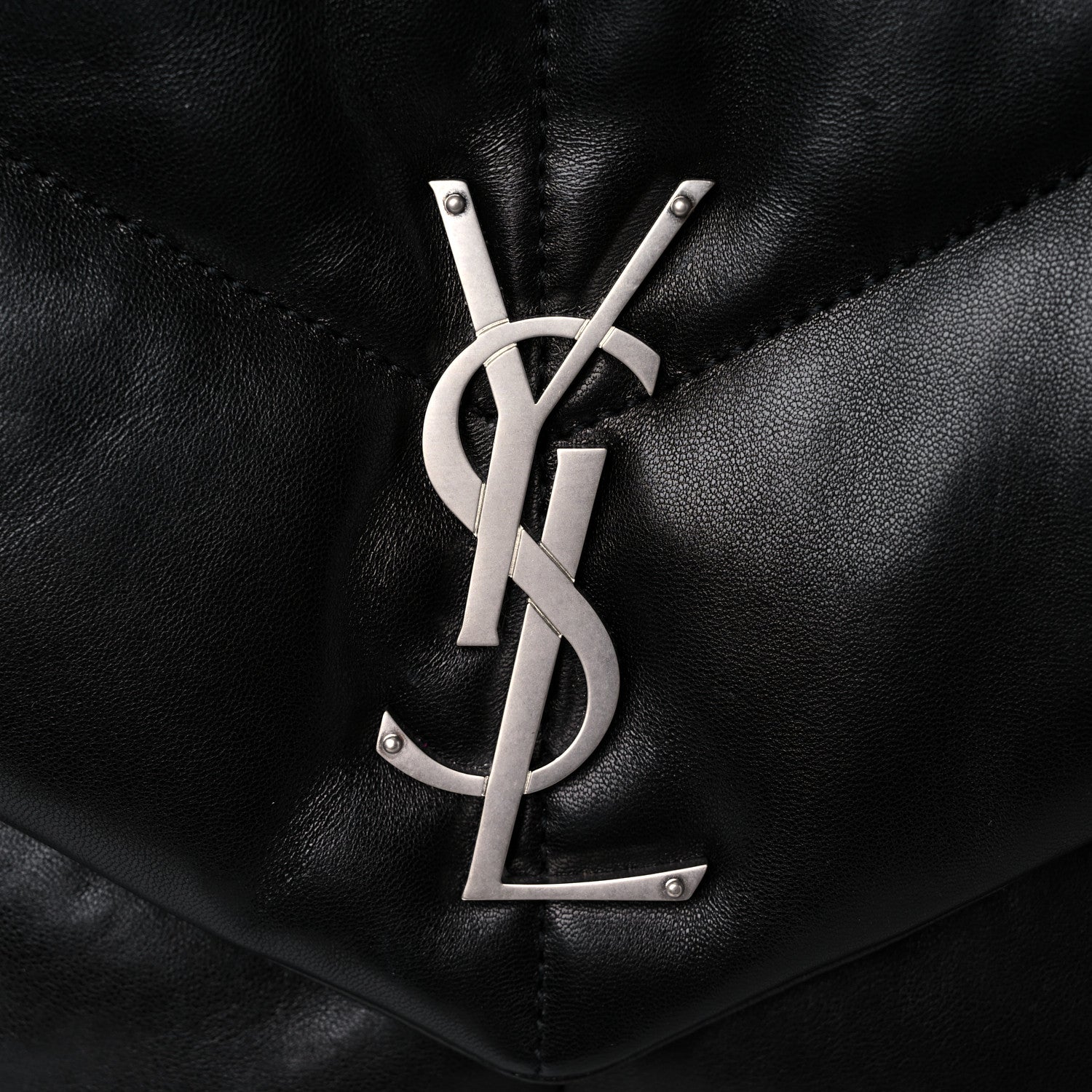 Saint Laurent Lambskin Quilted Medium Loulou Puffer Monogram Chain Satchel Black 10 of 12
