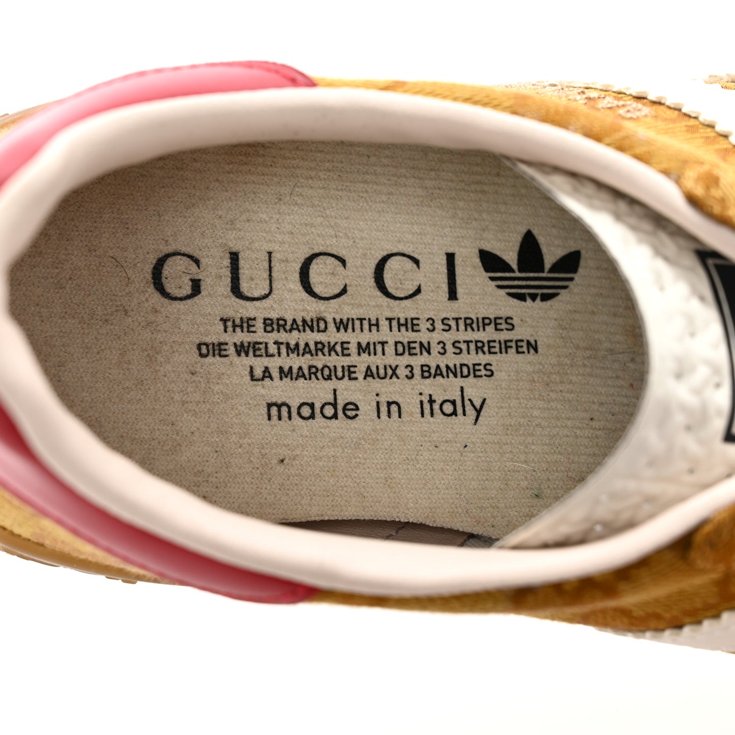 X ADIDAS Vintage GG Monogram Mens Gazelle Sneakers 6.5 Mid Natural Nut Off White