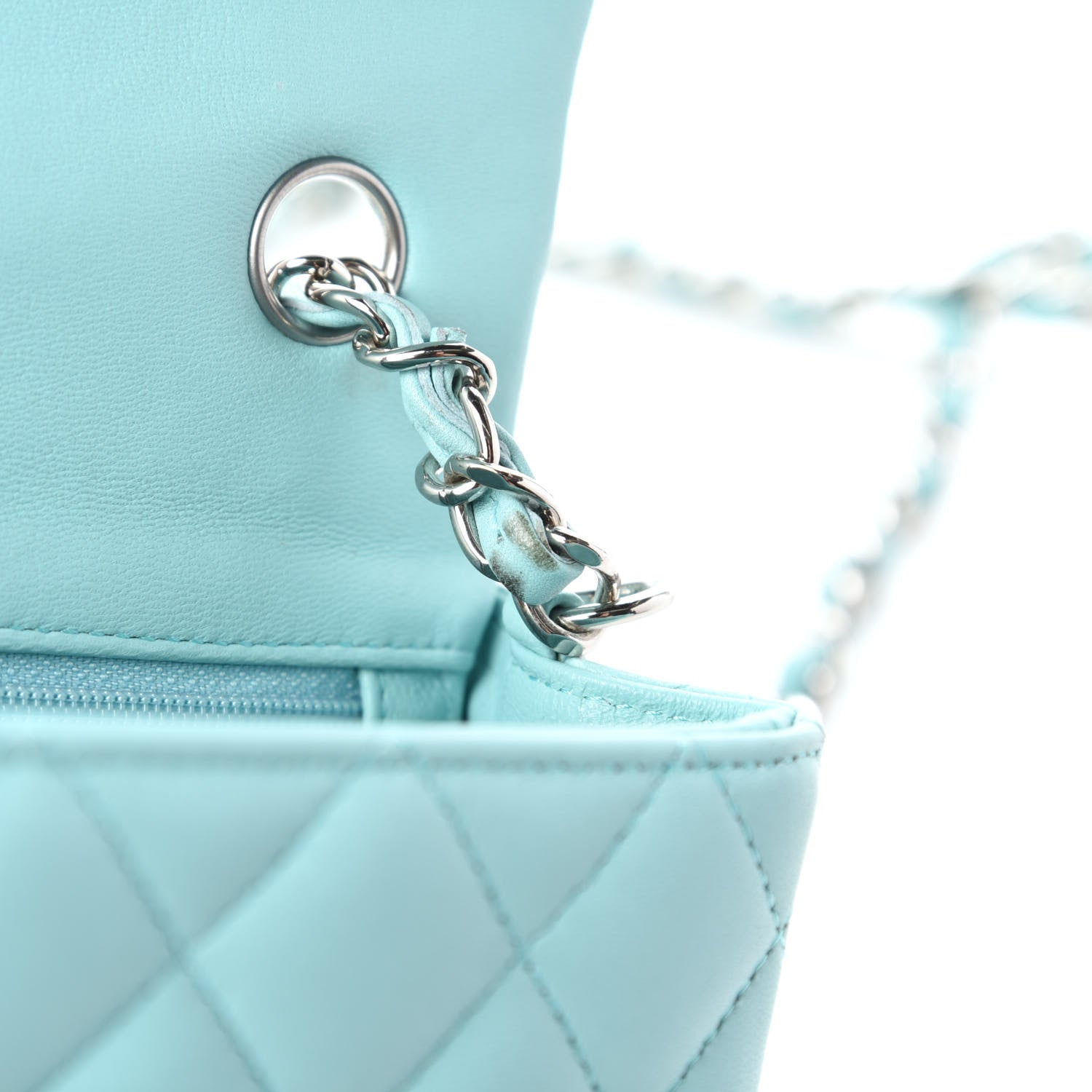 Chanel Lambskin Quilted Mini Rectangular Flap Light Blue 11 of 13