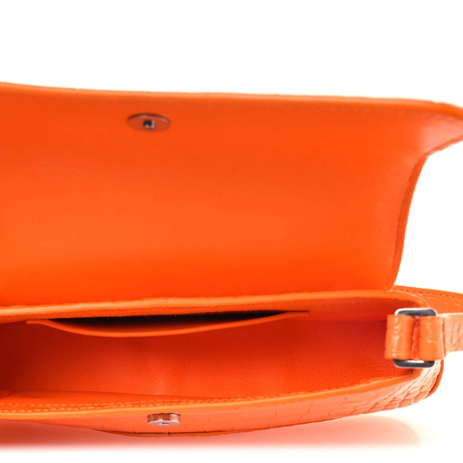 Balenciaga Shiny Super Supple Calfskin Crocodile Embossed Small XX Flap Stretch Bag Pop Orange 5 of 13