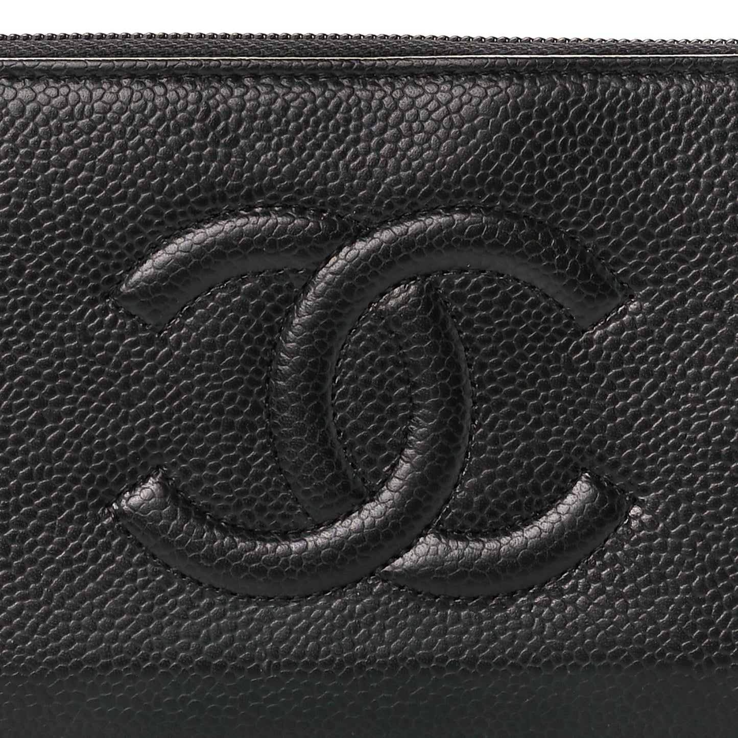 Caviar Large Timeless CC Zip Around Wallet Black