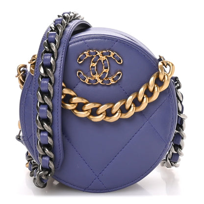 Chanel Lambskin Quilted Chanel 19 Round Clutch With Chain Purple 1 of 10