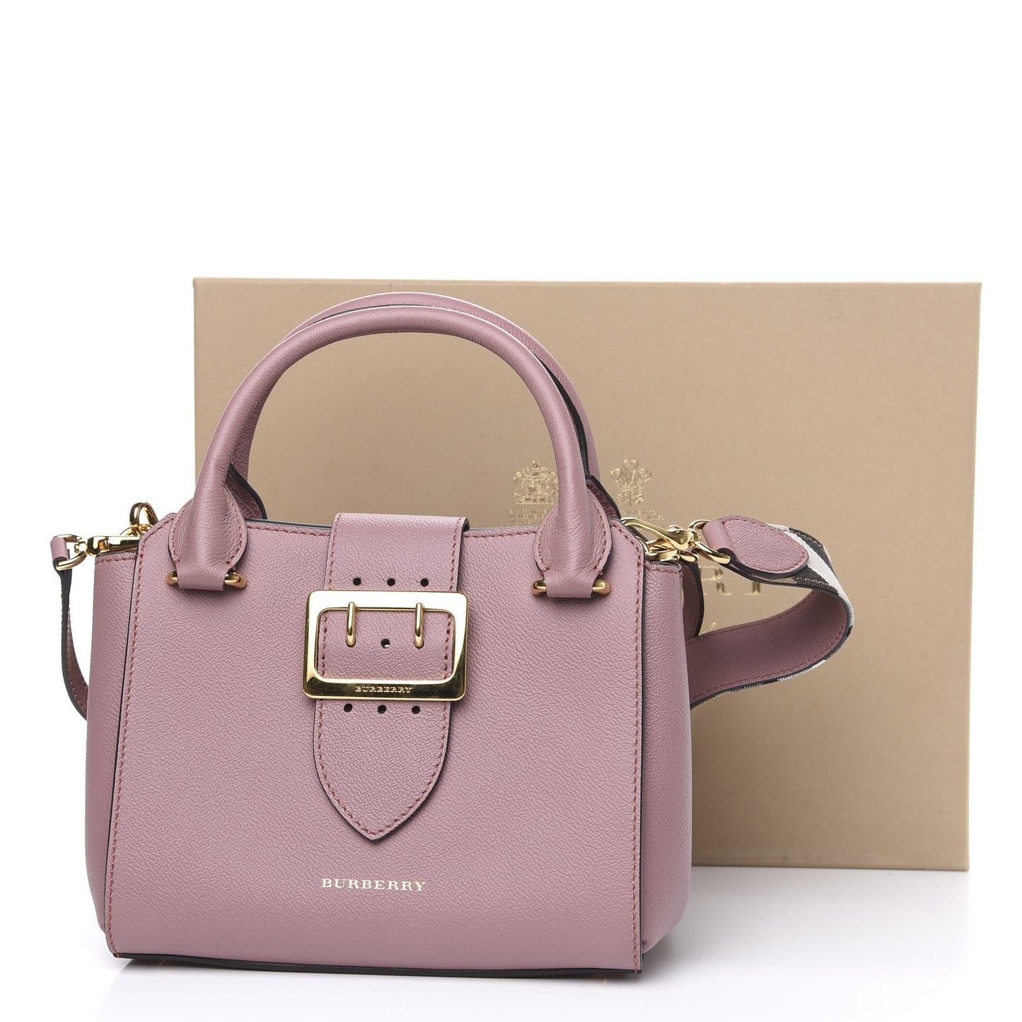 Soft Grain Calfskin Small Buckle Tote Dusty Pink