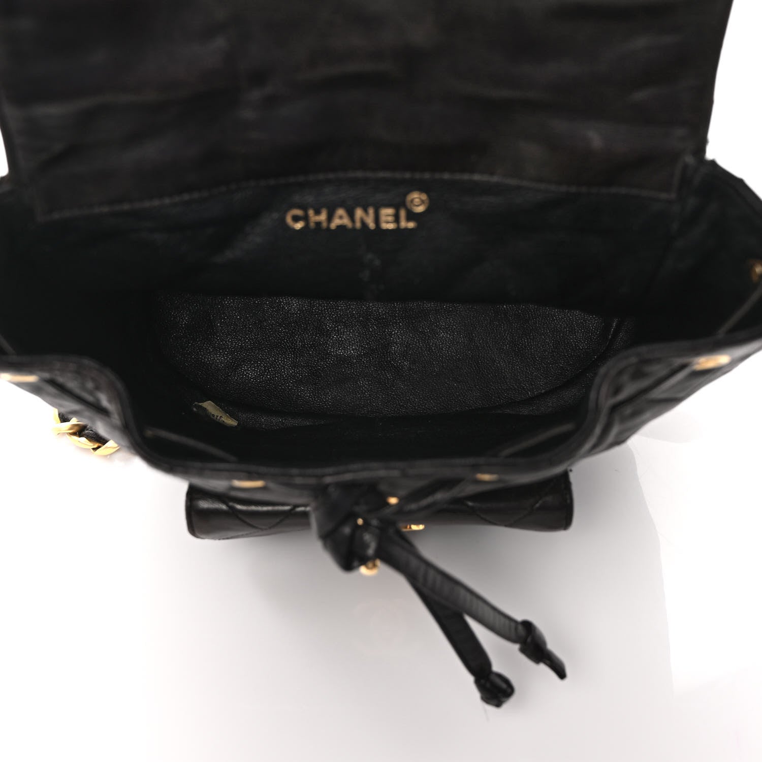 Chanel Lambskin Quilted Drawstring Backpack Black 4 of 13