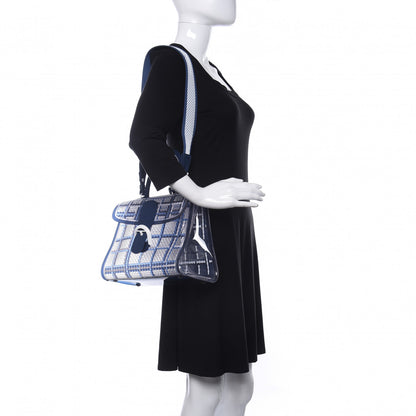 Delvaux Vinyl Gingham The Dreamer MM Brillant Satchel Navy 2 of 10
