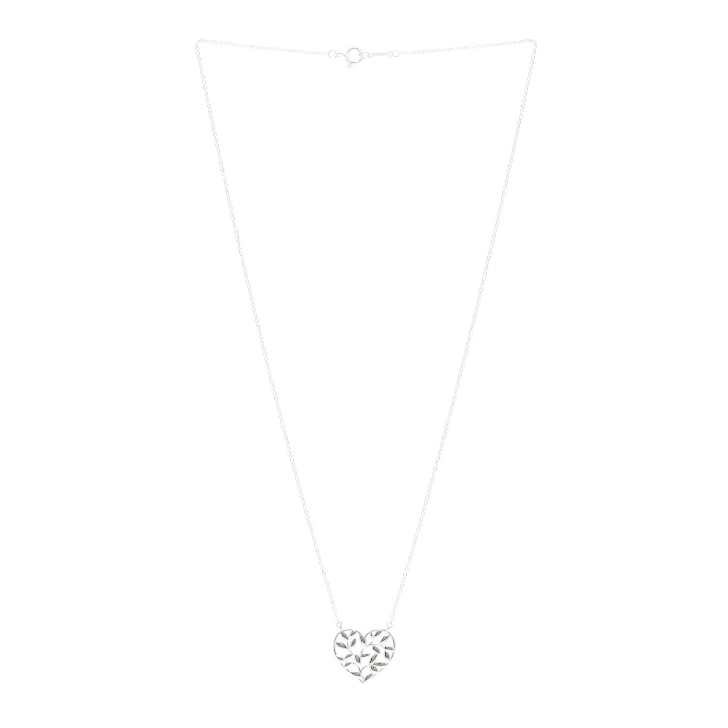 Tiffany Sterling Silver Paloma Picasso Olive Leaf Heart Pendant Necklace 3 of 5