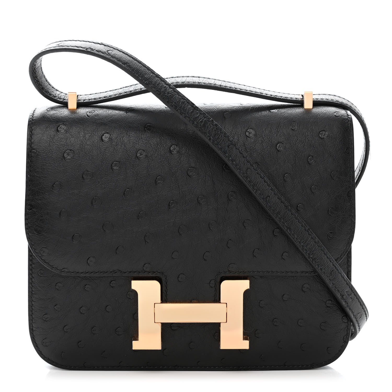 Hermes Ostrich Constance 18 Black 1 of 13