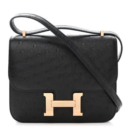 Hermes Ostrich Constance 18 Black 1 of 13