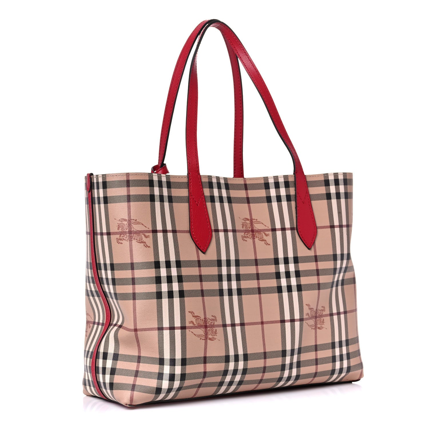 Burberry Haymarket Check Medium Reversible Tote Poppy Red 3 of 18