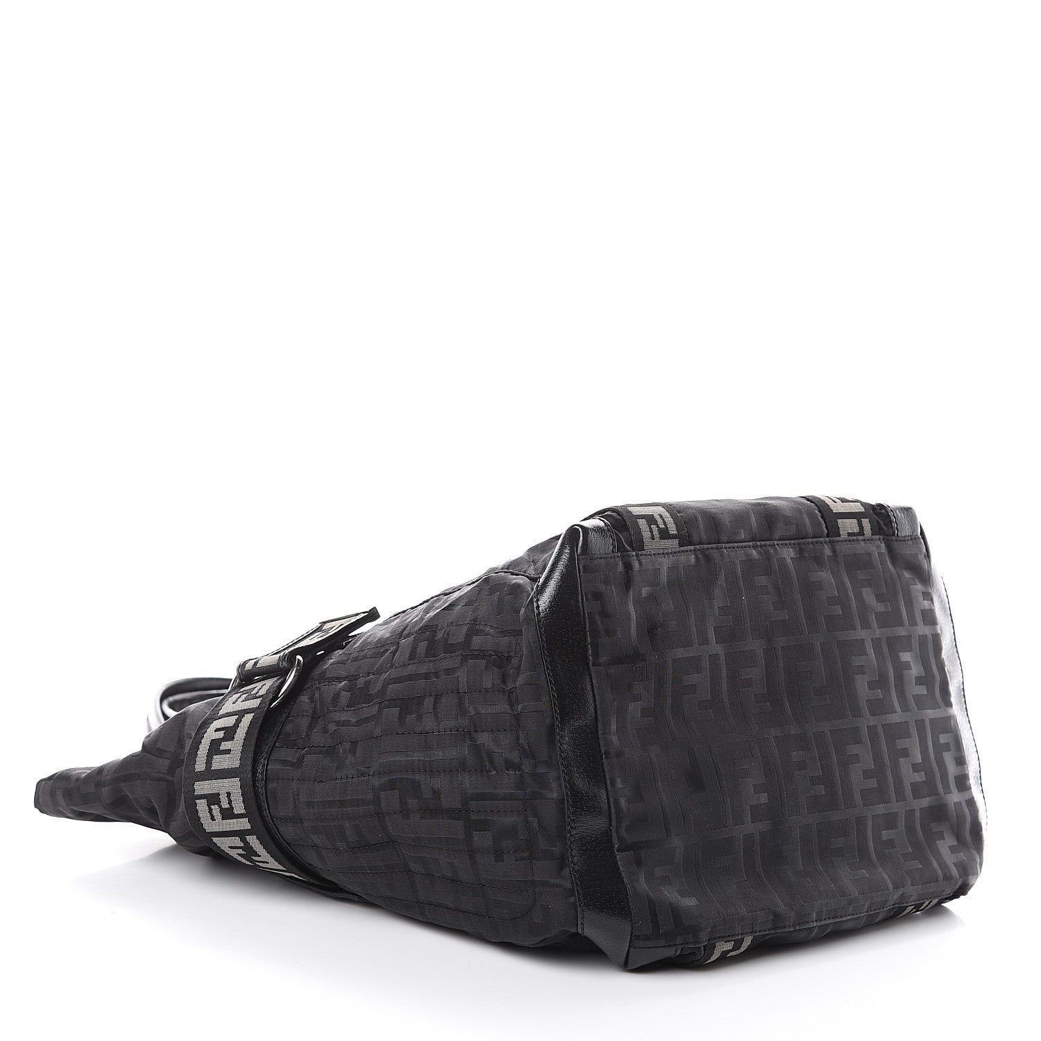 Fendi Zucca Cinghiale Large Zip Code Shopping Tote Black 3 of 10