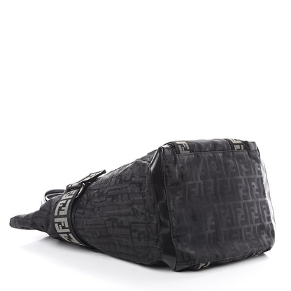 Fendi Zucca Cinghiale Large Zip Code Shopping Tote Black 3 of 10