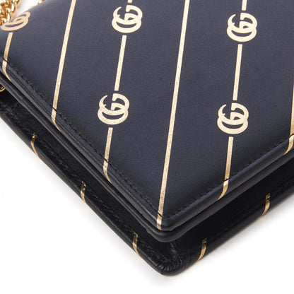 Gucci Calfskin Diagonal GG Mini Chain Wallet Black Gold 5 of 9