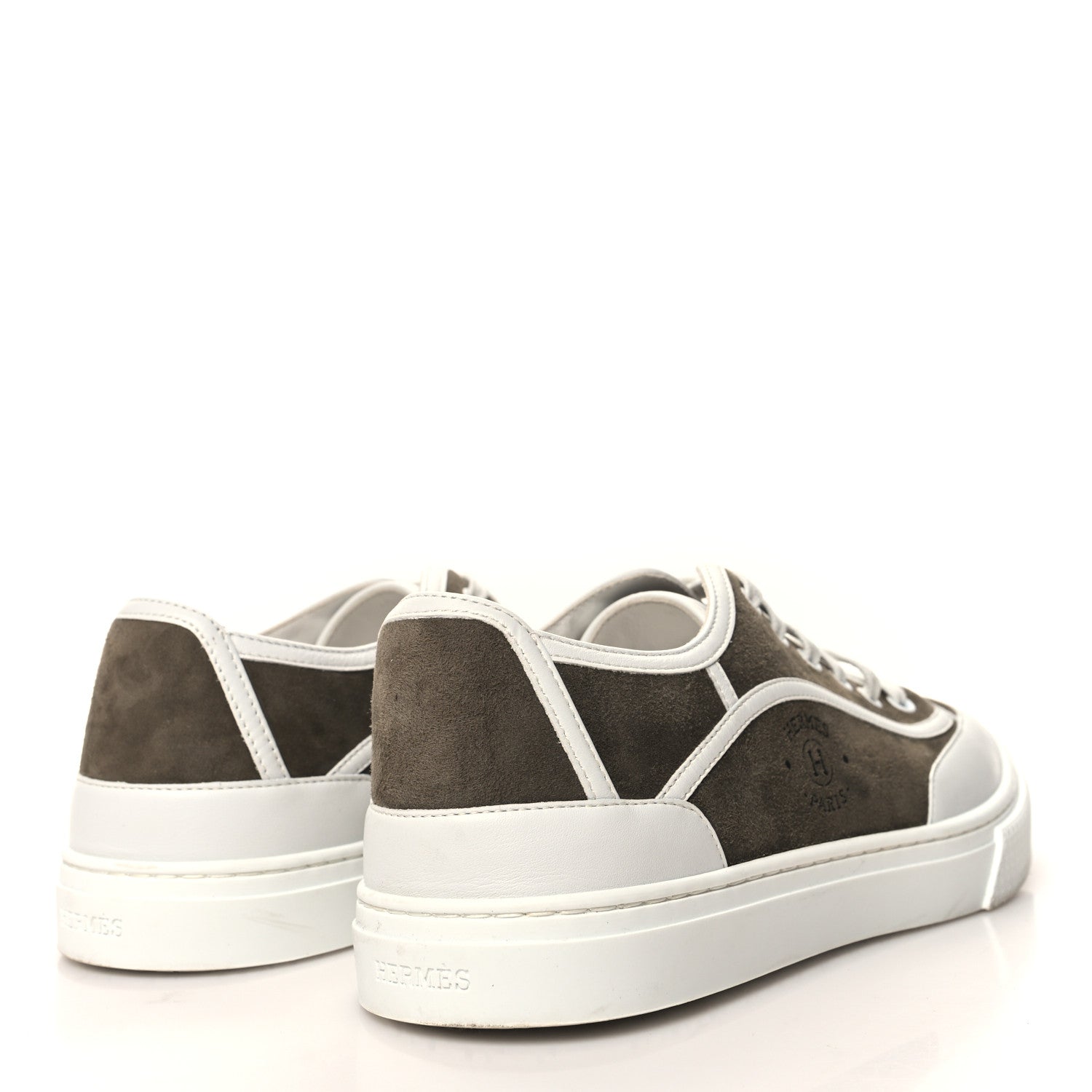 Hermes Suede Goatskin Calfskin Womens Get Sneakers 41 Vert Toundra White 4 of 9