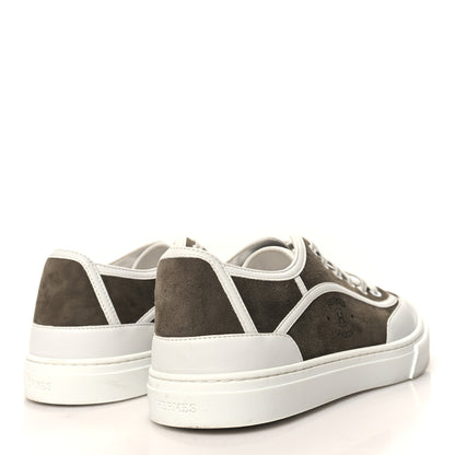 Hermes Suede Goatskin Calfskin Womens Get Sneakers 41 Vert Toundra White 4 of 9