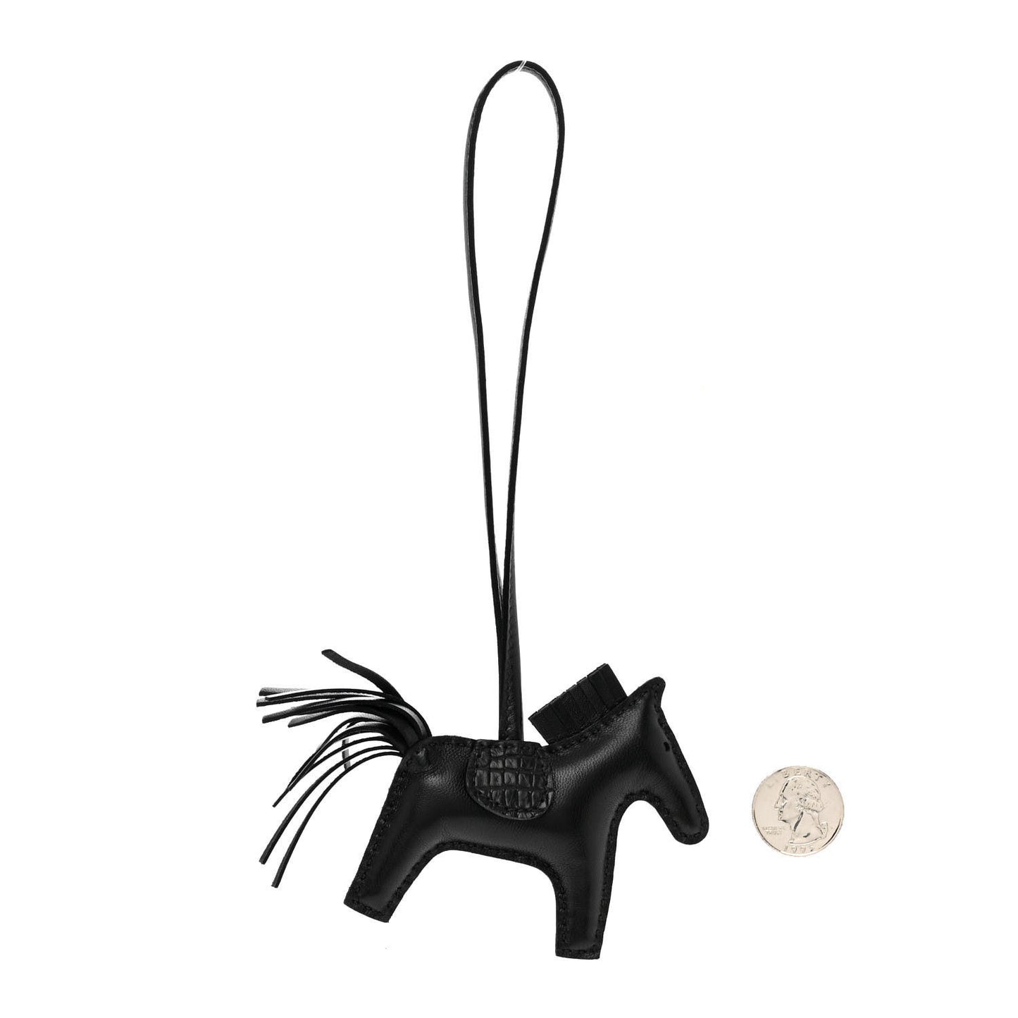 Milo Lambskin Matte Alligator Touch Grigri Rodeo Horse Bag Charm PM So Black