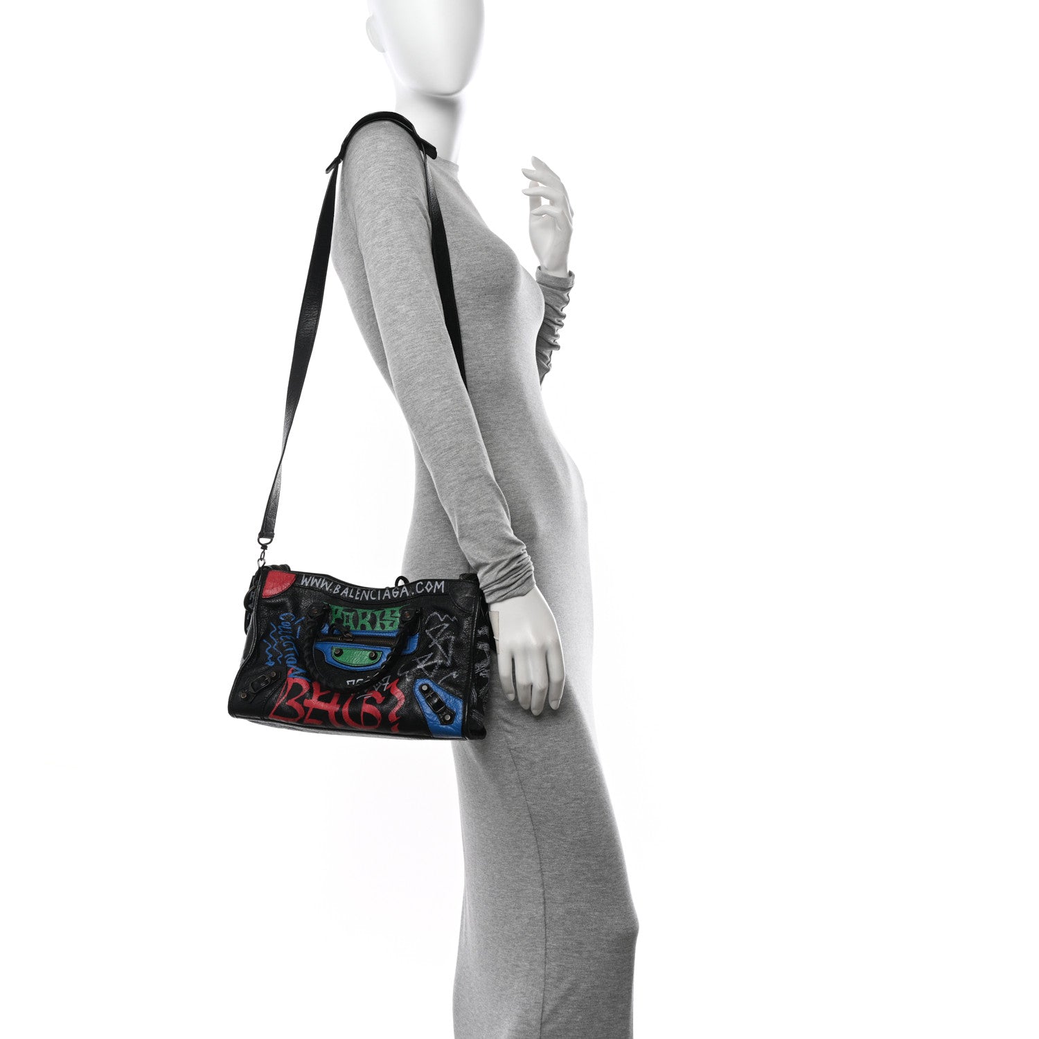 Balenciaga Agneau Graffiti All Over Classic Hardware S City Black Vert Rouge 2 of 11