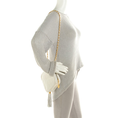Chanel Lambskin Quilted Tassel Clutch White 2 of 8