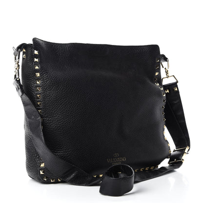 Valentino Garavani Pebbled Calfskin Large Rockstud Flip-Lock Messenger Bag Black 3 of 12
