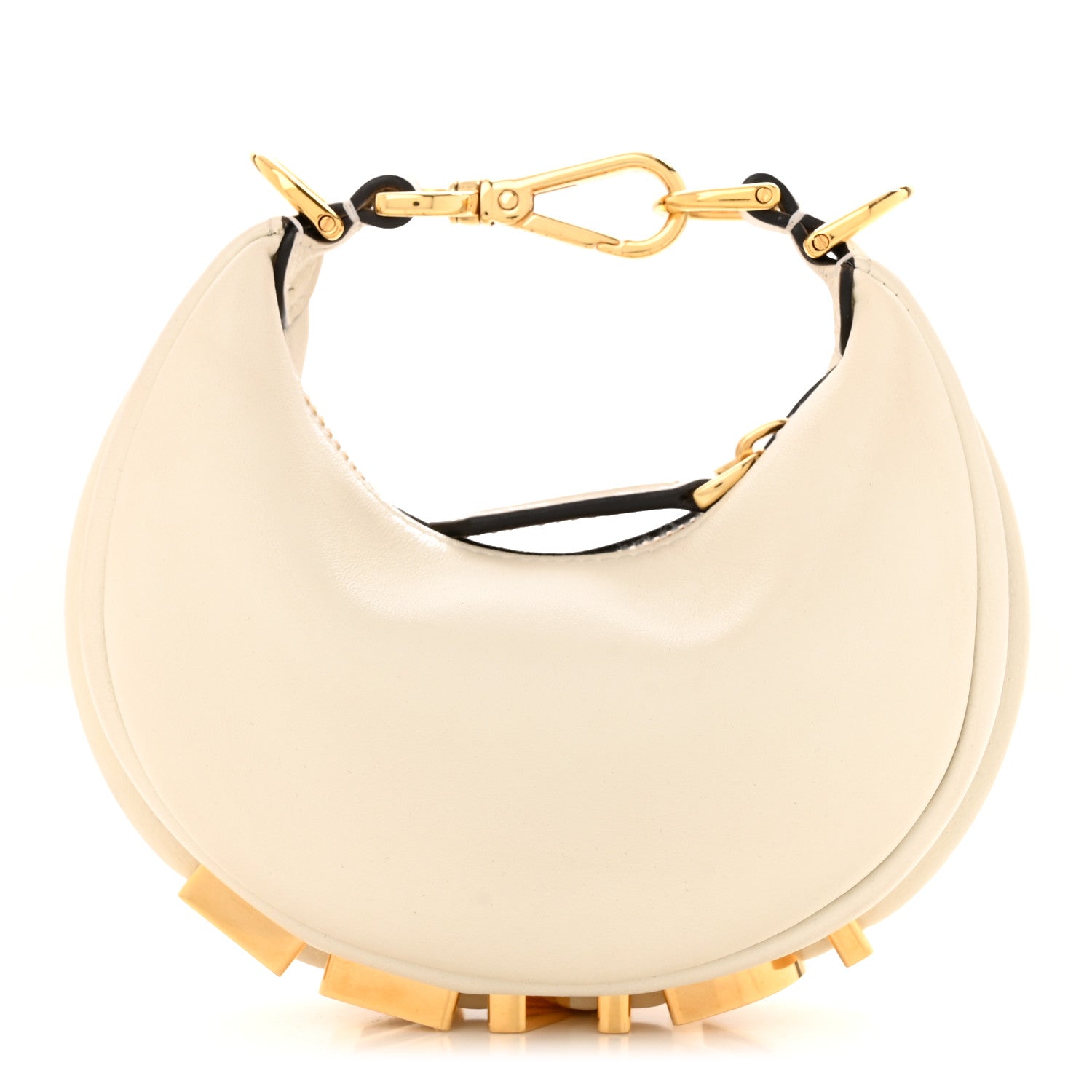 Fendi Vitello Grace Matte Nano Fendigraphy Hobo Charm White Ice 1 of 11