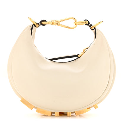 Fendi Vitello Grace Matte Nano Fendigraphy Hobo Charm White Ice 1 of 11