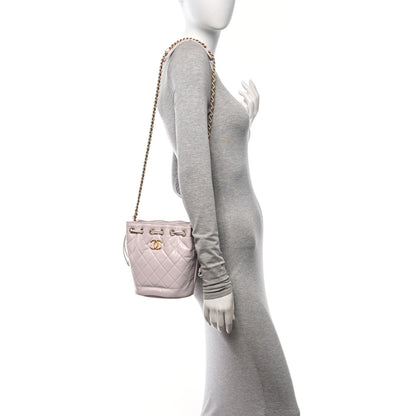 Chanel Calfskin Stitched Coco Ring Bucket Drawstring Bag Light Pink 2 of 10