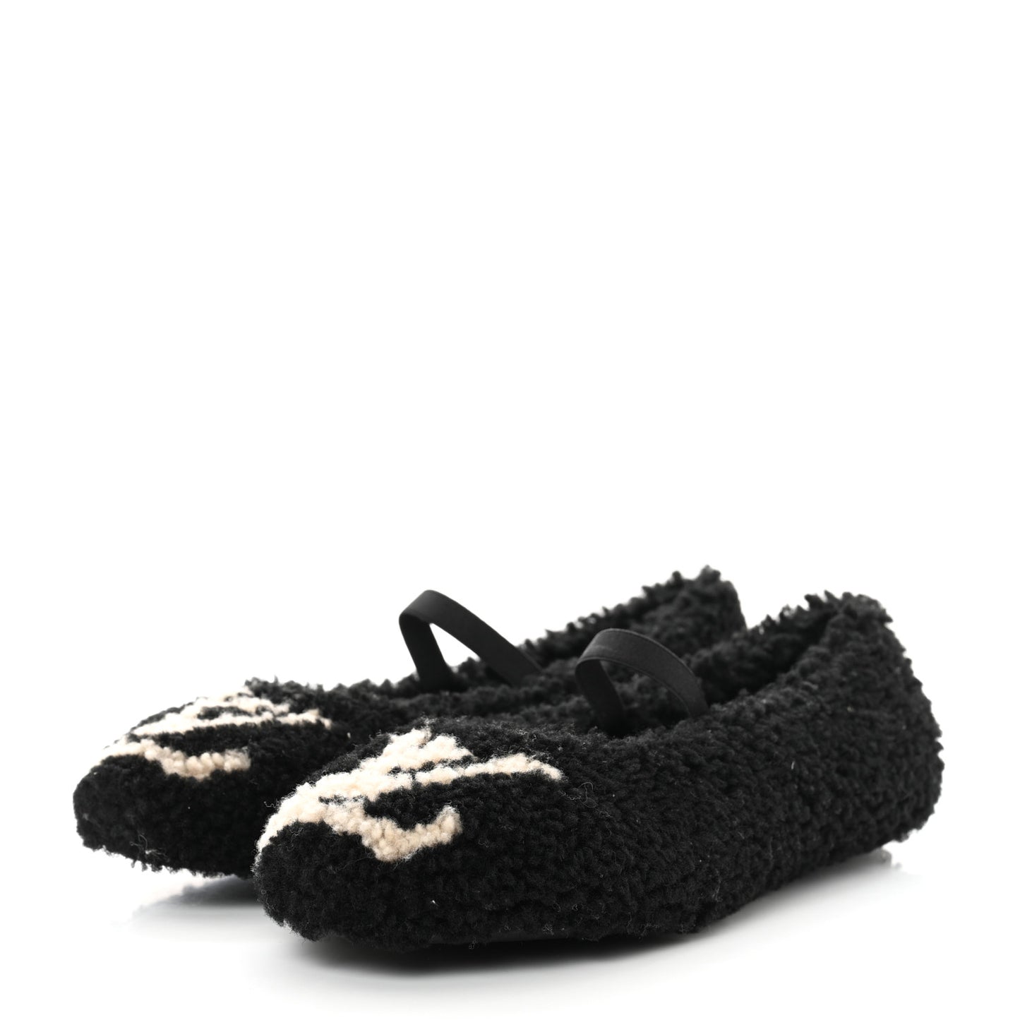 Shearling Popi Ballerina Flats 40 Black