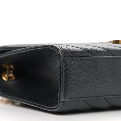 Saint Laurent Grain De Poudre Matelasse Chevron Medium Monogram Satchel Black 9 of 18