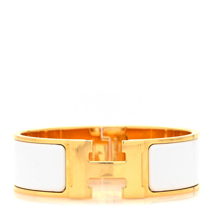 Hermes Enamel Wide Clic Clac H Bracelet GM White 1 of 5
