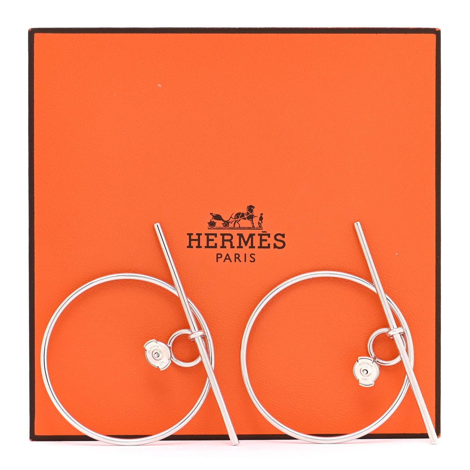 Hermes Sterling Silver MM Loop Earrings 7 of 7