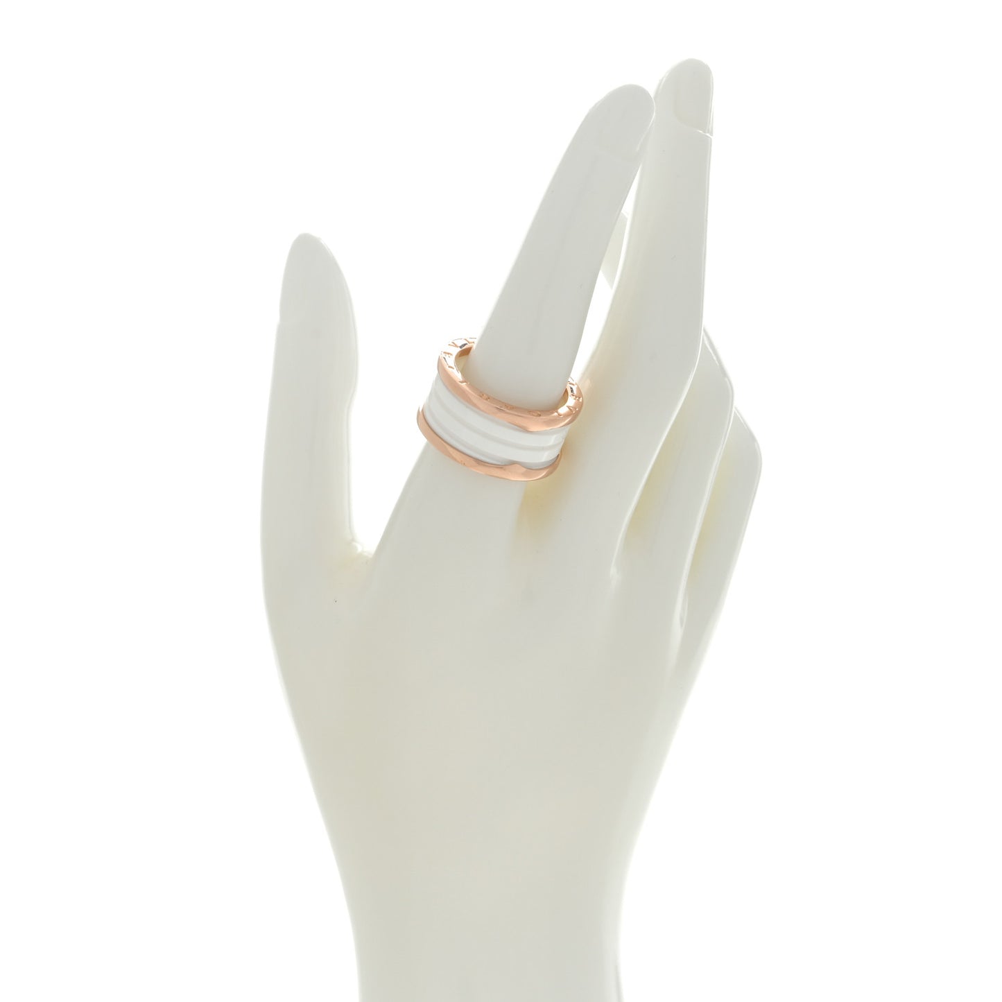 18K Rose Gold White Ceramic B.Zero1 Four-Band Ring 59 8.75