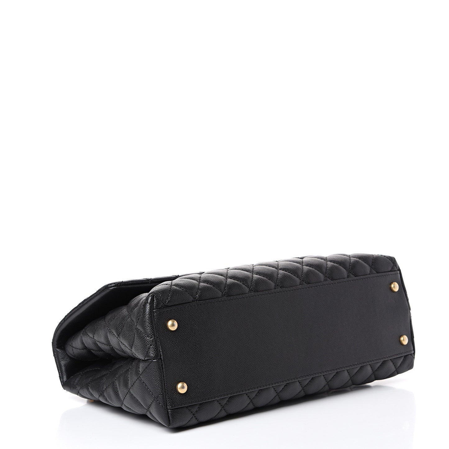 Caviar Lizard Quilted Medium Coco Handle Flap Black