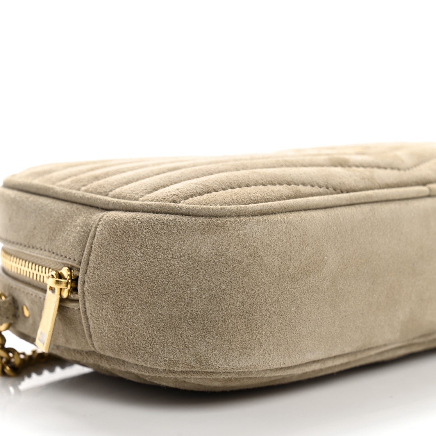 Saint Laurent Suede Matelasse Monogram Mini Lou Camera Bag Matte Gold 9 of 11