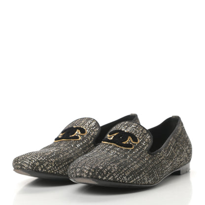 Chanel Fantasy Tweed CC Mocassin Loafers 38 Silver 3 of 12