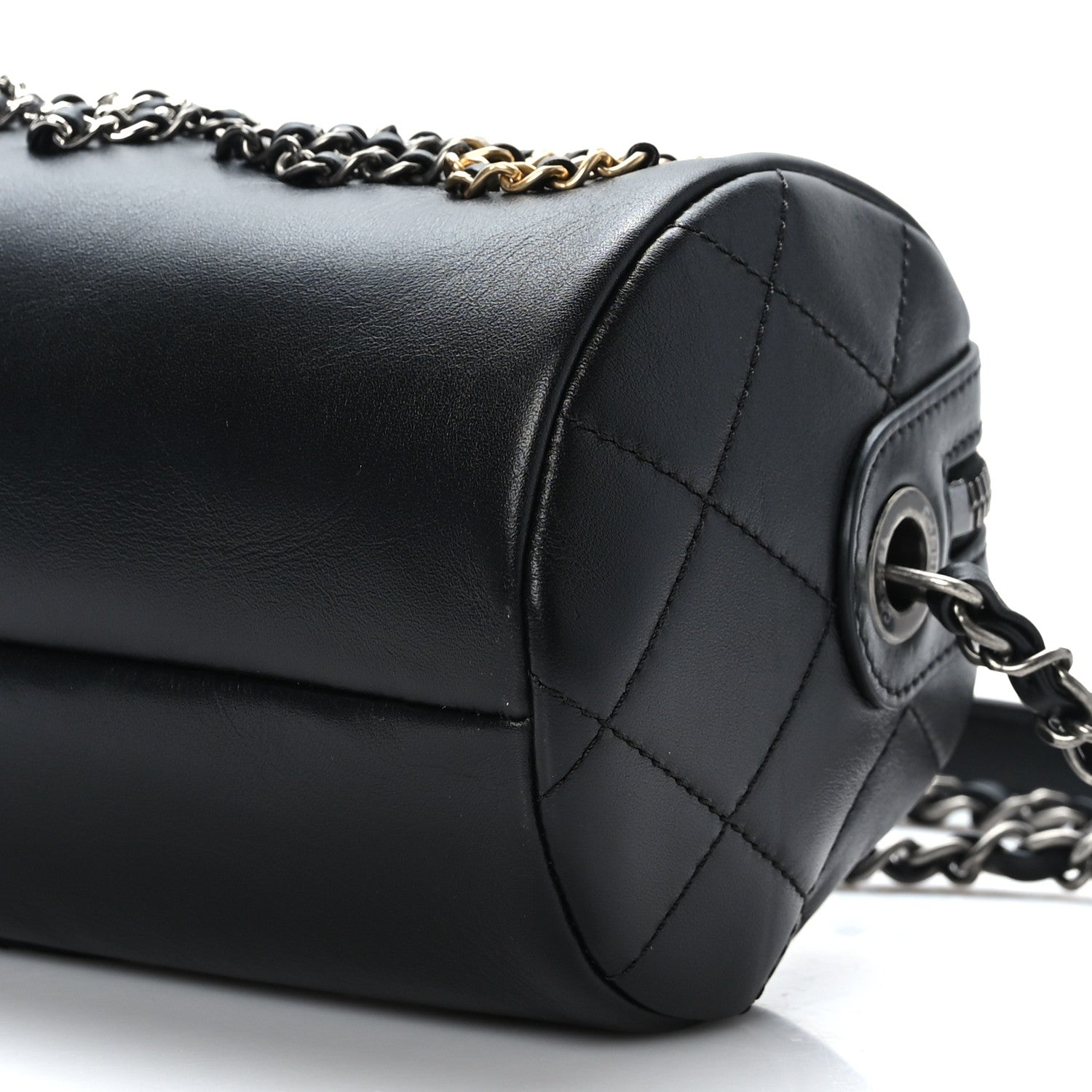 Chanel Metallic Lambskin Signe Bowling Bag Black 9 of 9