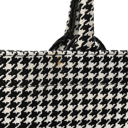 Christian Dior Canvas Houndstooth Embroidered Book Tote Black White 12 of 15