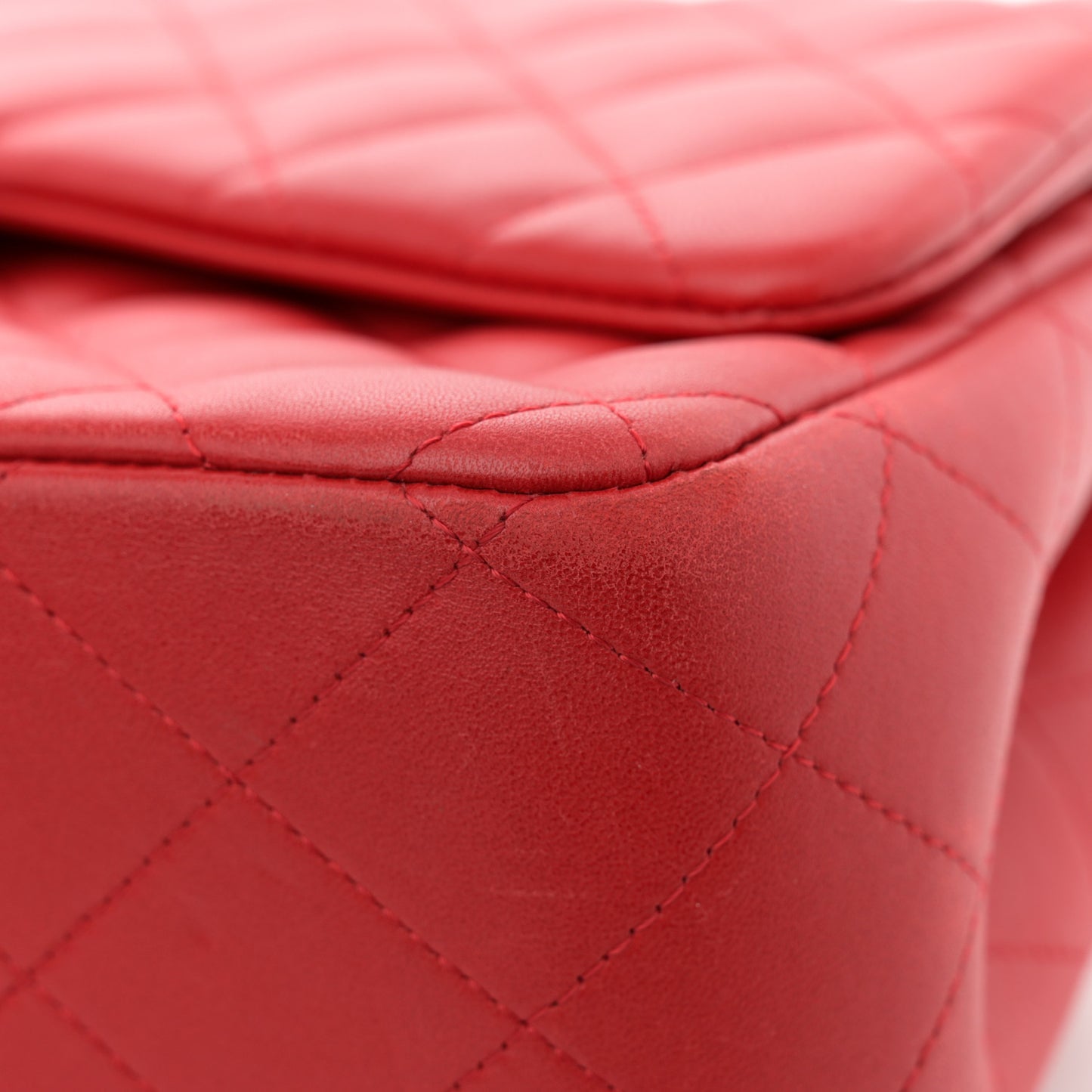 Lambskin Quilted Jumbo Double Flap Red