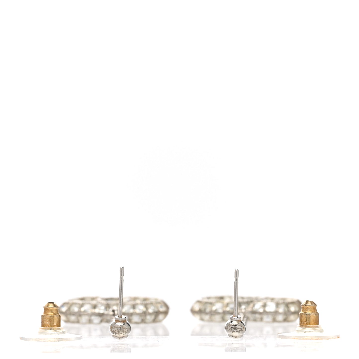 Baguette Crystal CC Drop Earrings Silver