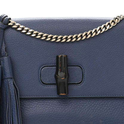 Gucci Pebbled Calfskin Medium Miss Bamboo Shoulder Bag Navy 8 of 12