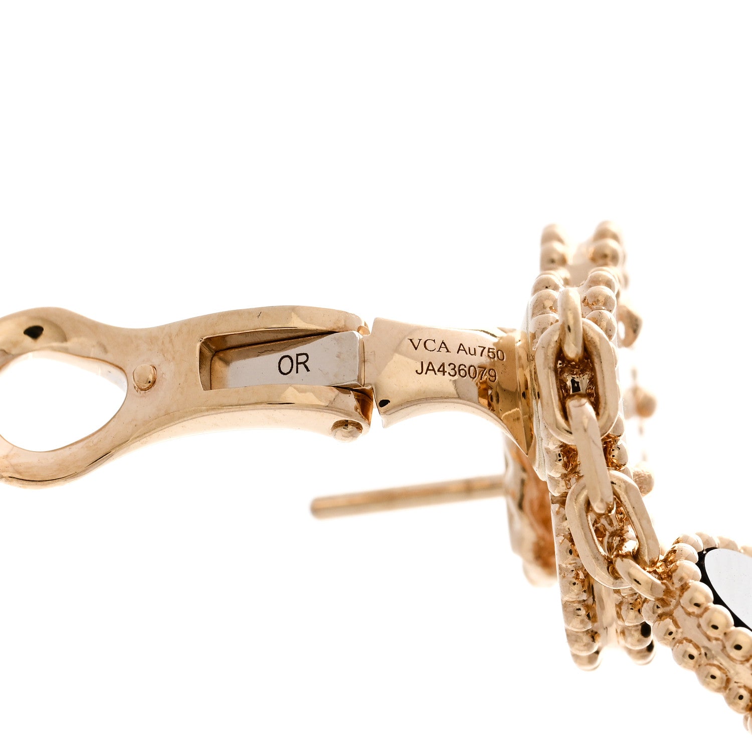 Van Cleef & Arpels 18K Yellow Gold Mother of Pearl Black Onyx 3 Motifs Magic Alhambra Earrings 4 of 5