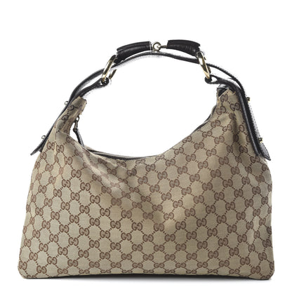 Gucci Monogram Medium Horsebit Chain Hobo Dark Brown 1 of 11