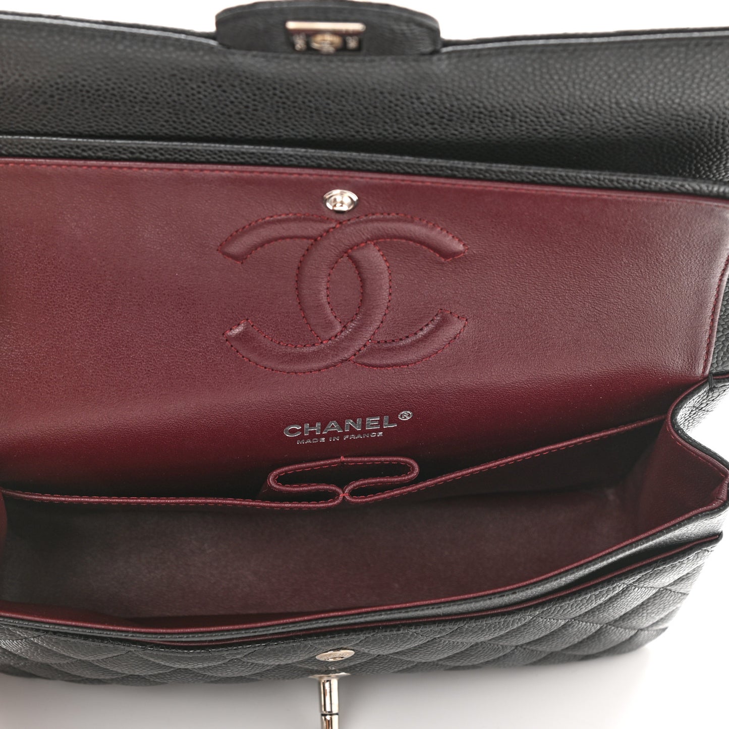 Caviar Quilted Medium Double Flap Black