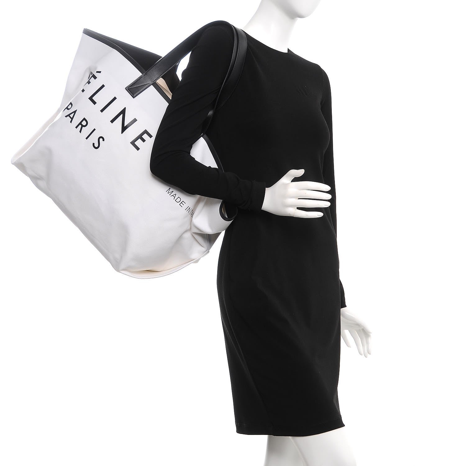 Celine Textile Medium Made In Tote Black White 2 of 10