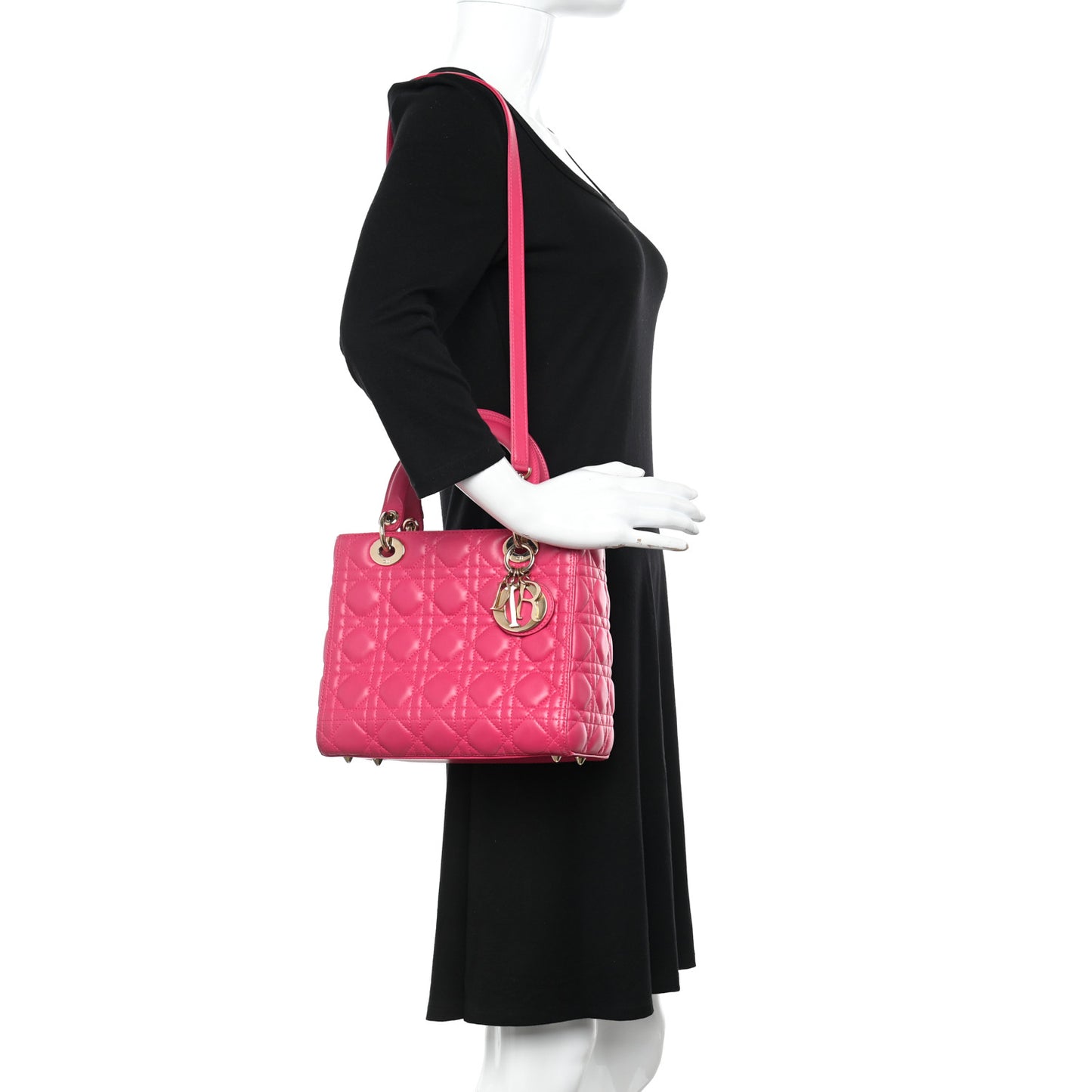 Lambskin Cannage Medium Lady Dior Pink