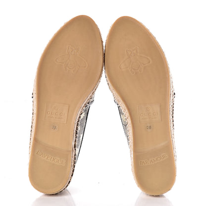 Gucci GG Supreme Monogram Bees Espadrille Flats 38 Beige Ebony Oro Black 7 of 11