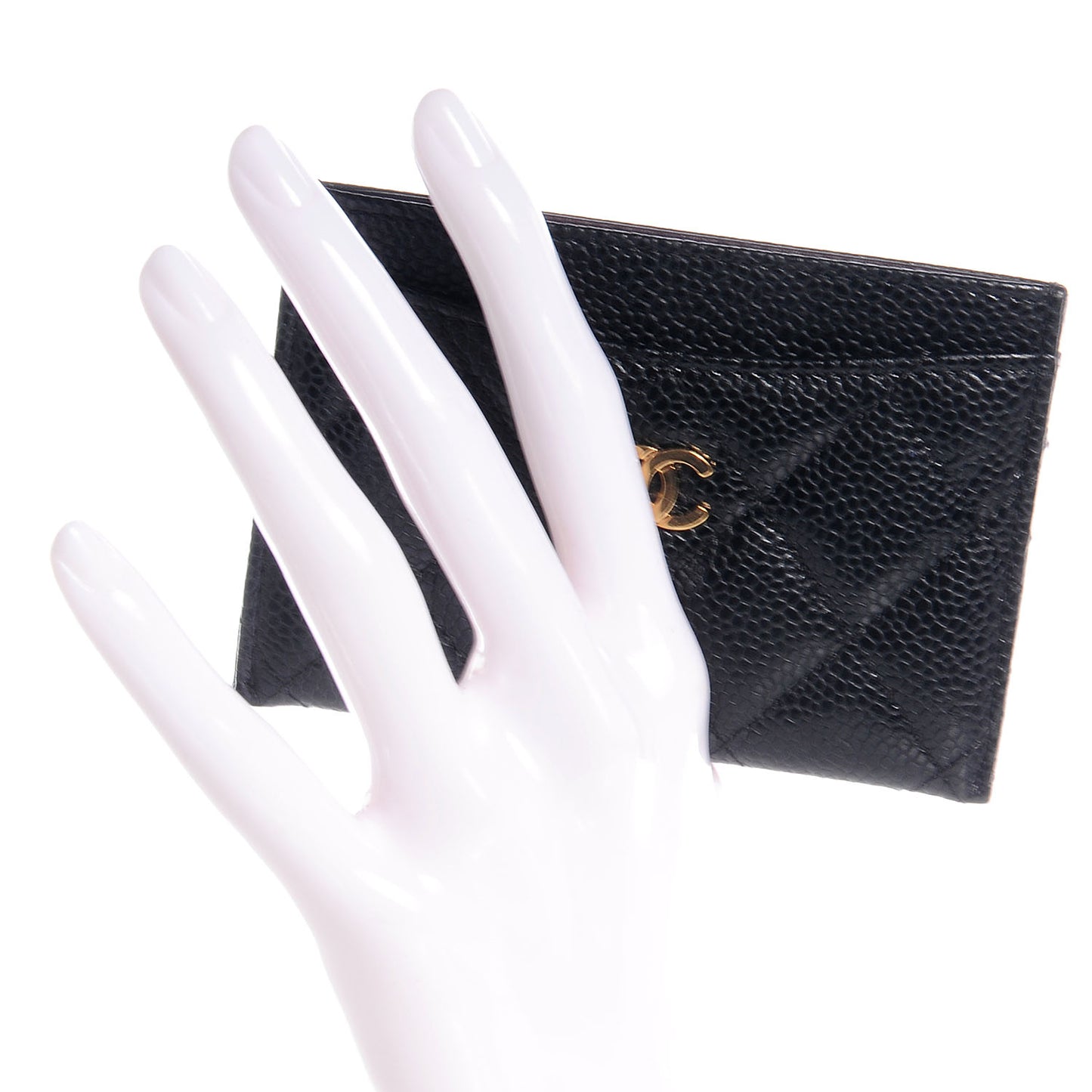 Caviar Quilted Card Holder Black
